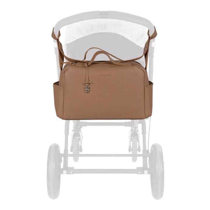 Pasito a Pasito Diaper Bag with Changing Mat, Large Capacity Water-Resistant Bag with Multi-Pocket Organizer, Insulated Bottle Pocket, Shoulder &amp; Stroller Straps, Icon Eco Leather - Caramel