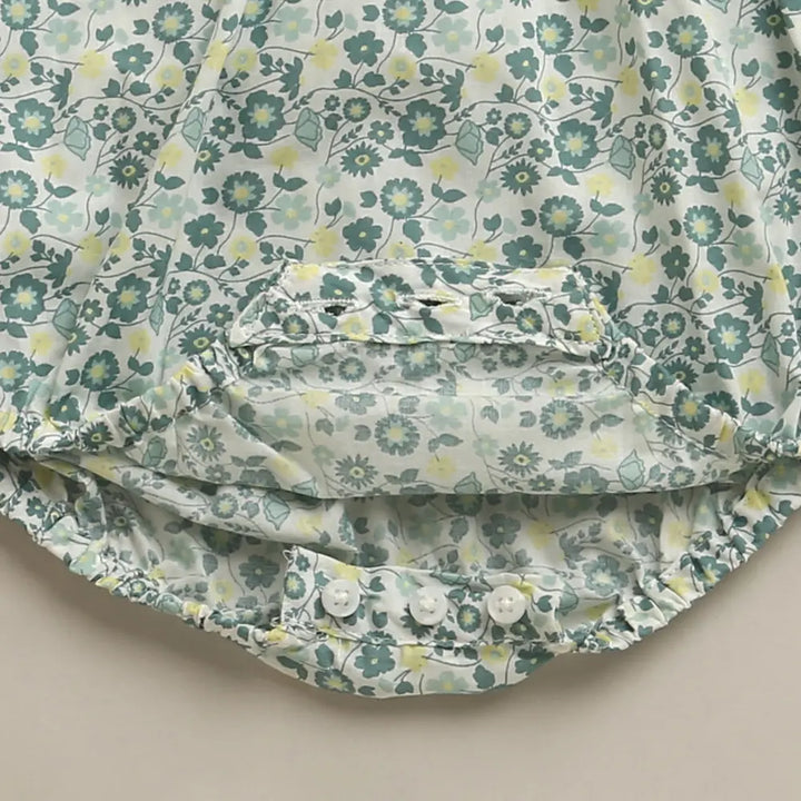 Sweetlime By AS Baby Girls Sage Green Floral Print Romper Sage Green