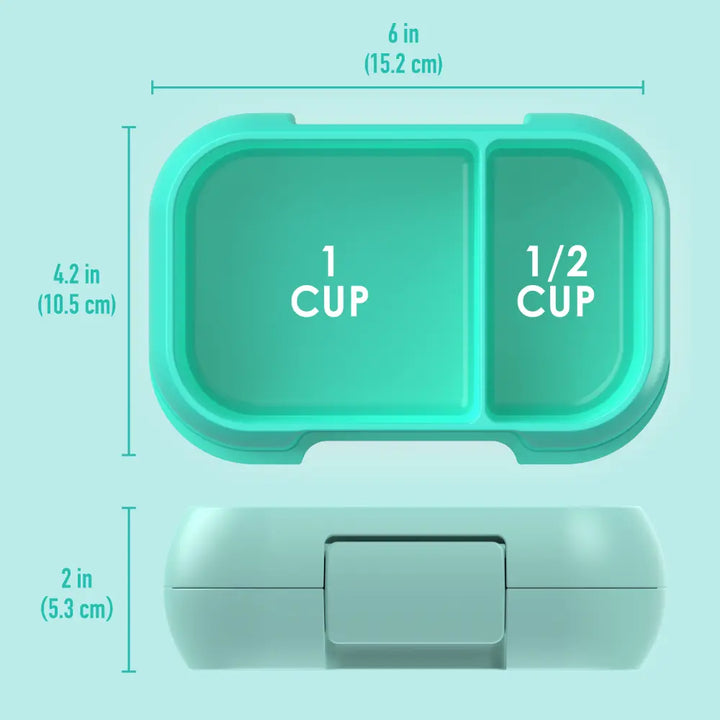 Bentgo Kids Leak-Proof Lunch Box with 2 Compartments, BPA-Free Bento Snack Box, Microwave, Dishwasher &amp; Freezer Safe, 355 ml - Aqua