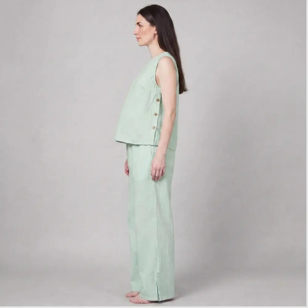 SOL MAMA Side Buttoned Nursing Top - Sea Green