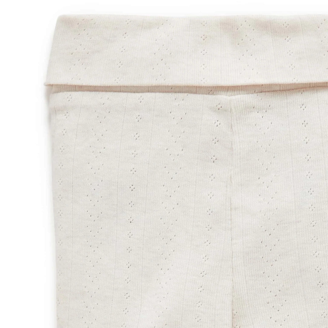 Purebaby Unisex Organic Cotton Pointelle Baby Leggings - Wheat Melange