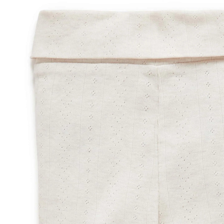 Purebaby Unisex Organic Cotton Pointelle Baby Leggings - Wheat Melange