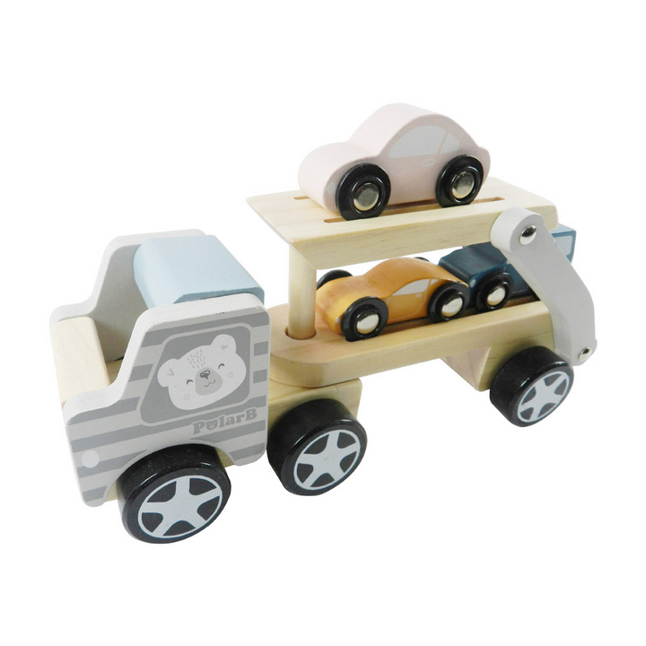 Playbox Car Carrier Truck and Cars Wooden Toy Set
