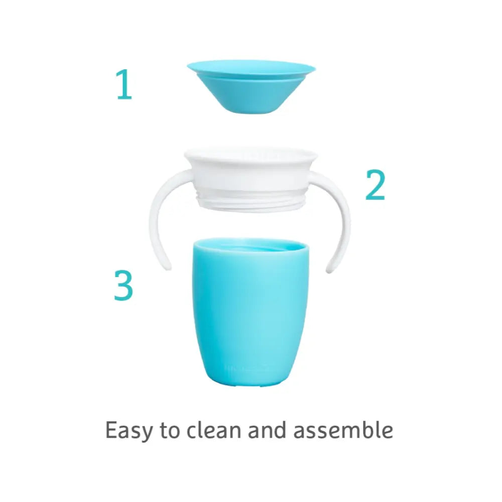 Munchkin 360° Spill-Proof Trainer Cup with Handles, Spoutless Sippy Cup for Babies, Easy Transition to Open Cup, BPA-Free, 7oz, 6+ Months - Blue