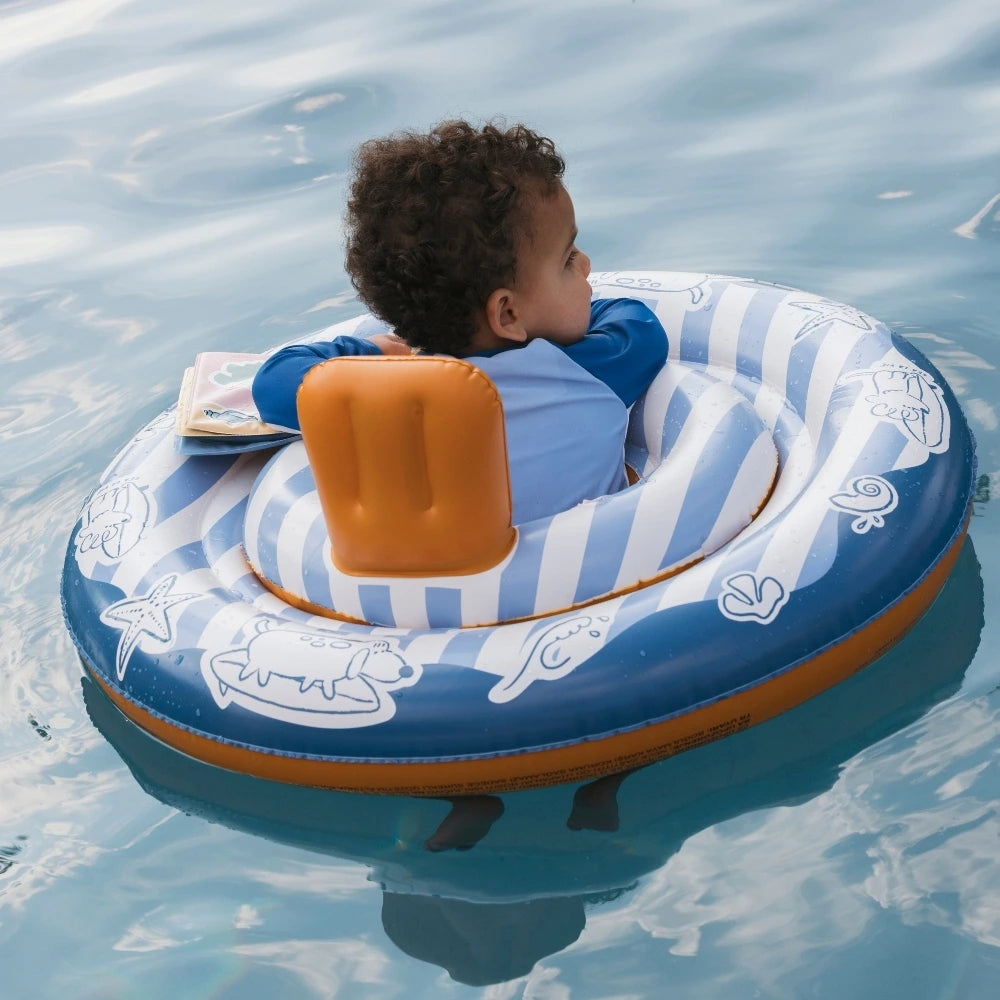 Swim Essentials Baby Float,  Inflatable PVC Baby Swim Seat for Infants 1–2 Years (11kgs to 15kgs), Blue/Red - Surfer
