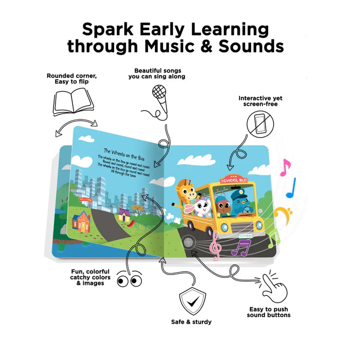 Ditty Bird Musical Book - Fun &amp; Interactive  Nursery Rhyme Book for Toddlers, Sturdy Baby Sound Books, 12M+, USB-C Rechargable - Children&