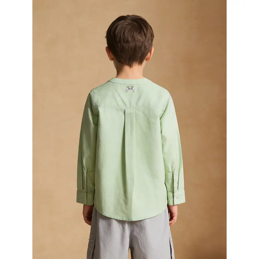 The Baby Trunk Unisex Green Band Collar Shirt | 2 to 6 Years