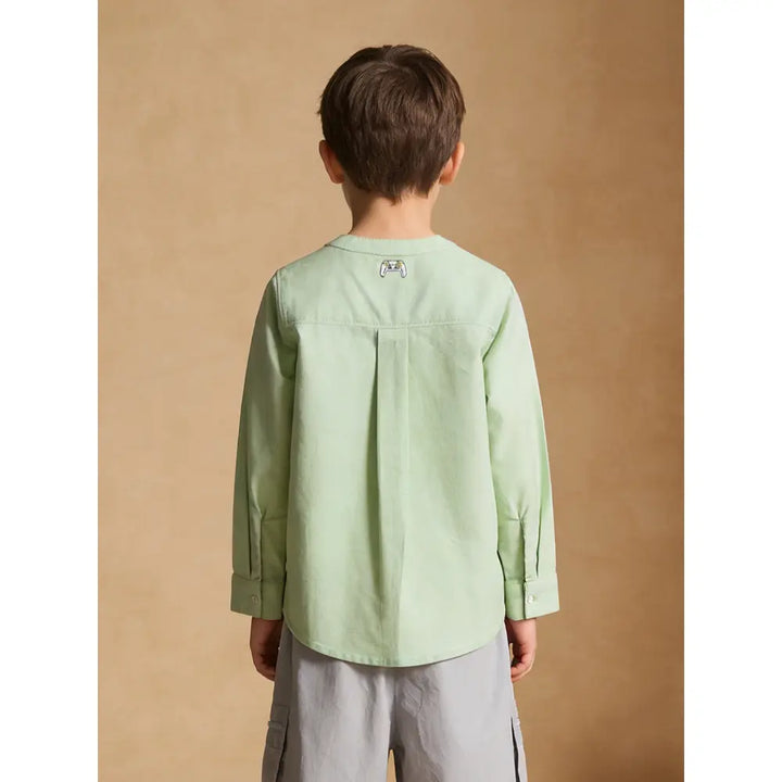 The Baby Trunk Unisex Green Band Collar Shirt | 2 to 6 Years