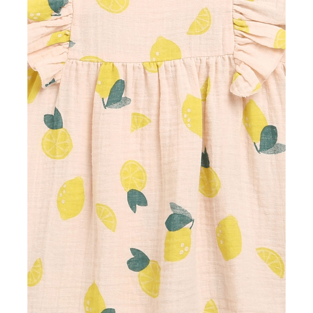 Sweetlime By AS Yellow Lemon Print Ruffle Organic Cotton Co-ord Set