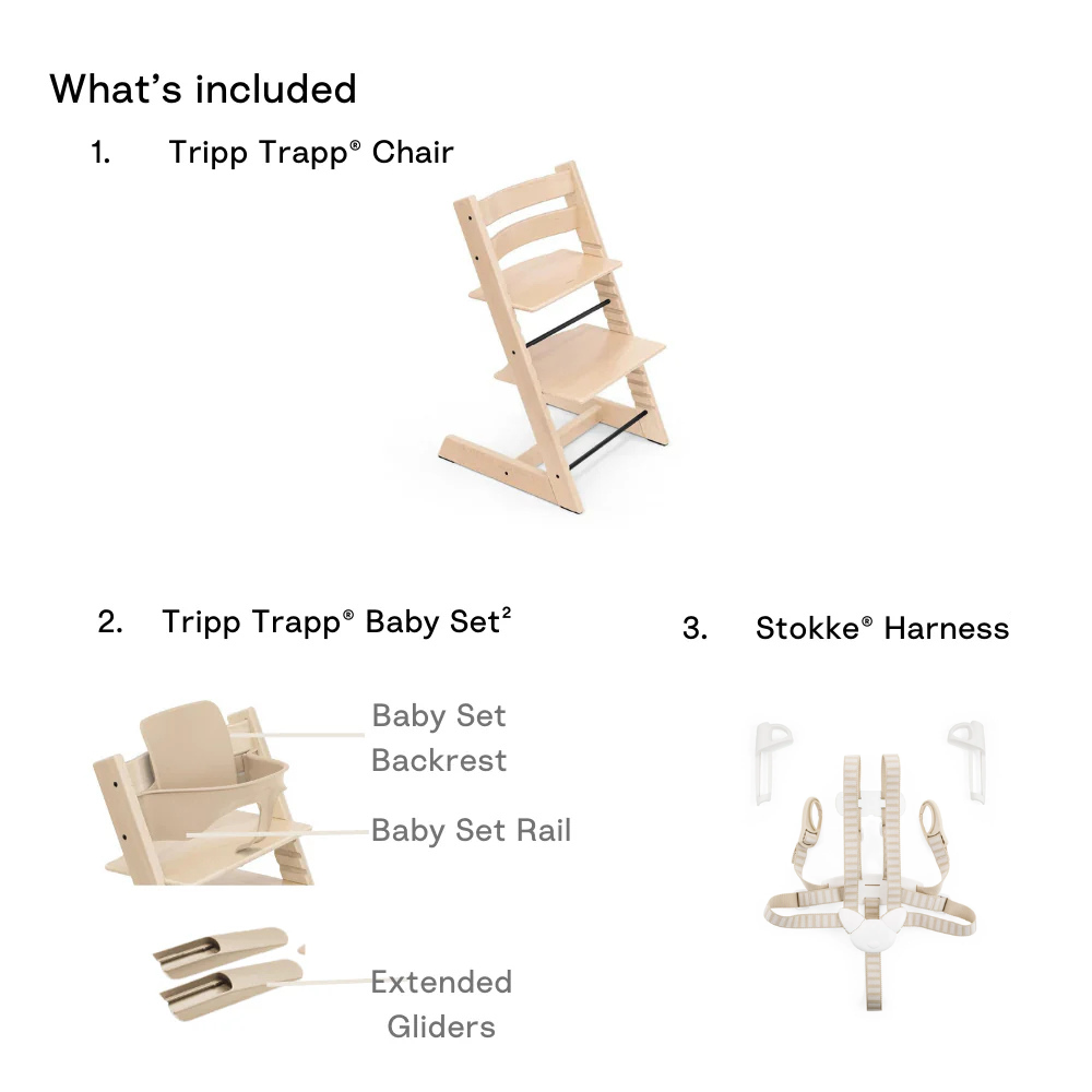 Stokke® Tripp Trapp High Chair Combo with Baby Set and Harness