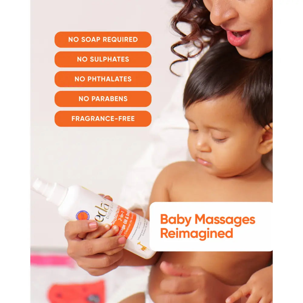 Eda Baby &amp; Child Play for the Day Cleansing Bath Oil | 2 in 1 Massage Oil &amp; Body Wash | Gentle Formula | Moisturizing Bath Oil for Sensitive Skin
