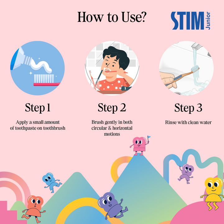 STIM Junior Baby Toothbrush | With Paste | 1-3 years | 2 Pcs - Multicolor
