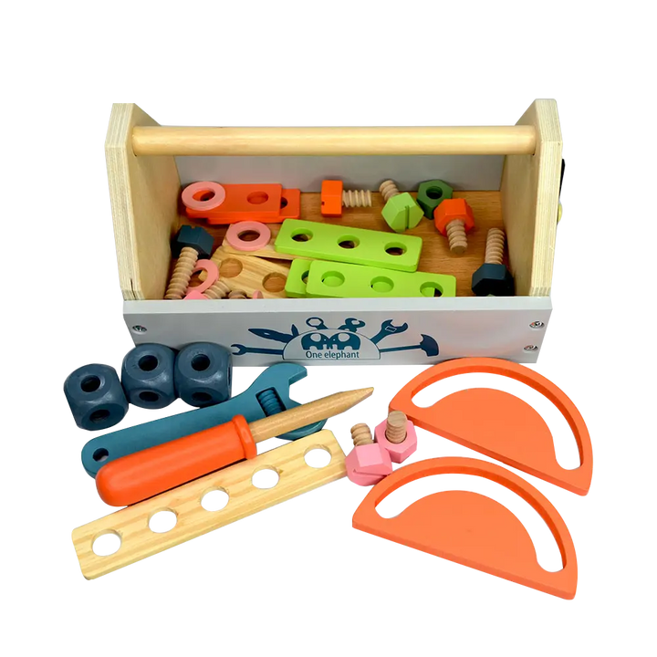 Playbox Pretend Play Toy Wooden Tool Kit - 31 pcs
