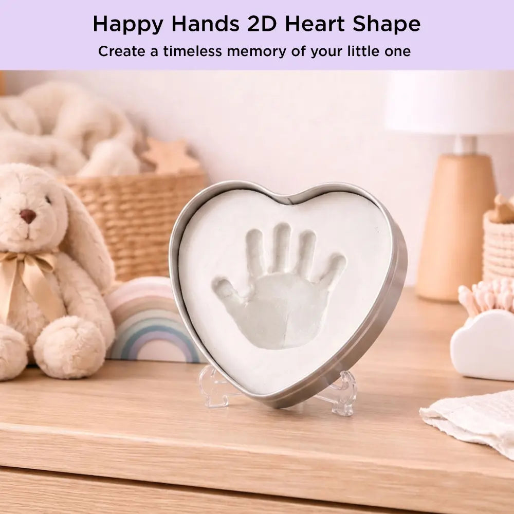 Dooky Happy Hands Heart Shaped Baby Hand &amp; Footprint Kit, DIY Clay Keepsake Memory Frame - White