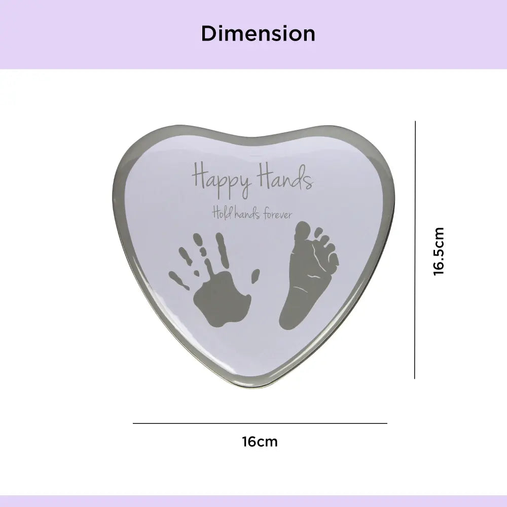 Dooky Happy Hands Heart Shaped Baby Hand &amp; Footprint Kit, DIY Clay Keepsake Memory Frame - White