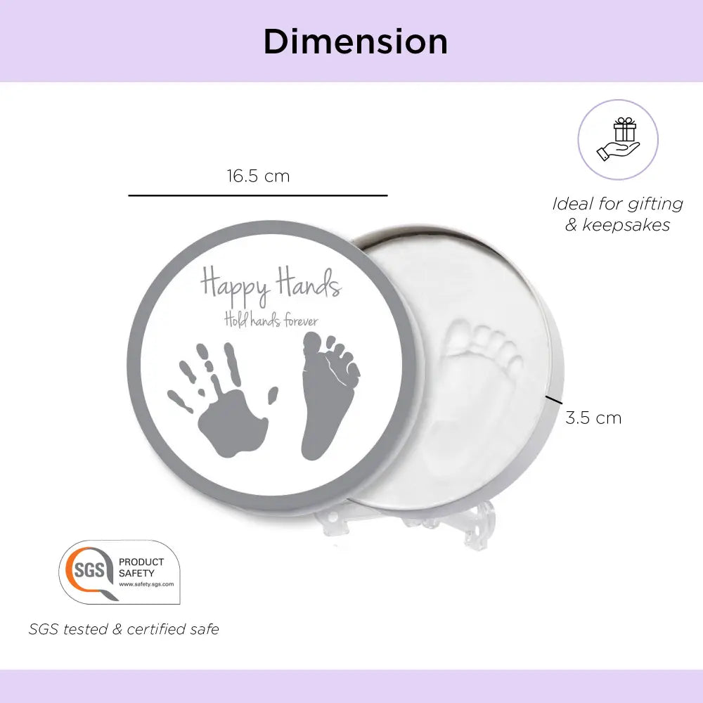 Dooky Happy Hands 2D Baby Handprint &amp; Footprint Kit – Round Memory Tin with Safe Natural Clay, Newborn Keepsake Gift, DIY Baby Casting Impression Kit for Boys &amp; Girls