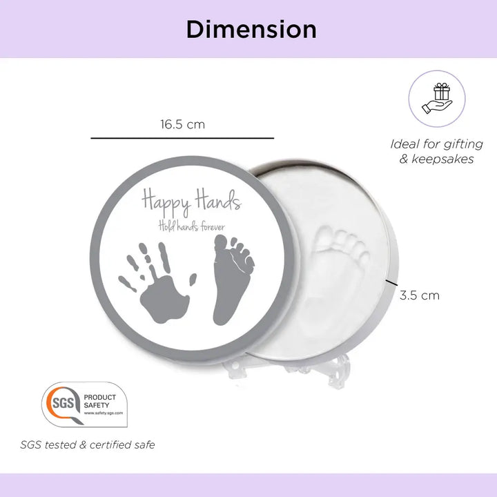 Dooky Happy Hands 2D Baby Handprint &amp; Footprint Kit – Round Memory Tin with Safe Natural Clay, Newborn Keepsake Gift, DIY Baby Casting Impression Kit for Boys &amp; Girls