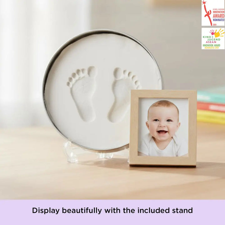Dooky Happy Hands 2D Baby Handprint &amp; Footprint Kit – Round Memory Tin with Safe Natural Clay, Newborn Keepsake Gift, DIY Baby Casting Impression Kit for Boys &amp; Girls