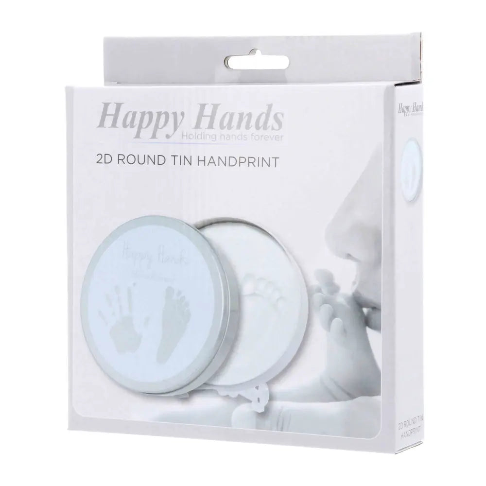 Dooky Happy Hands 2D Baby Handprint &amp; Footprint Kit – Round Memory Tin with Safe Natural Clay, Newborn Keepsake Gift, DIY Baby Casting Impression Kit for Boys &amp; Girls