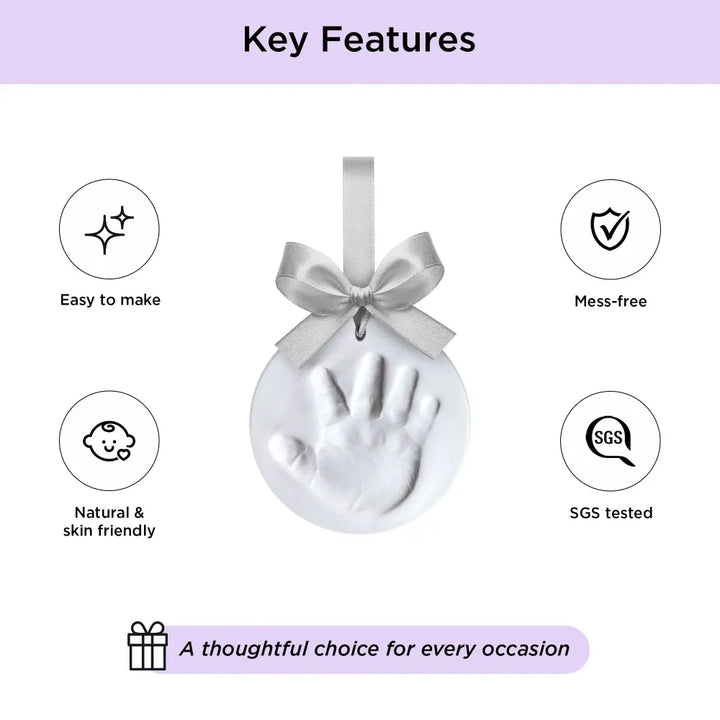 Dooky Happy Hands Baby Handprint &amp; Footprint Ornament Kit, Newborn Keepsake Memory Gift - White