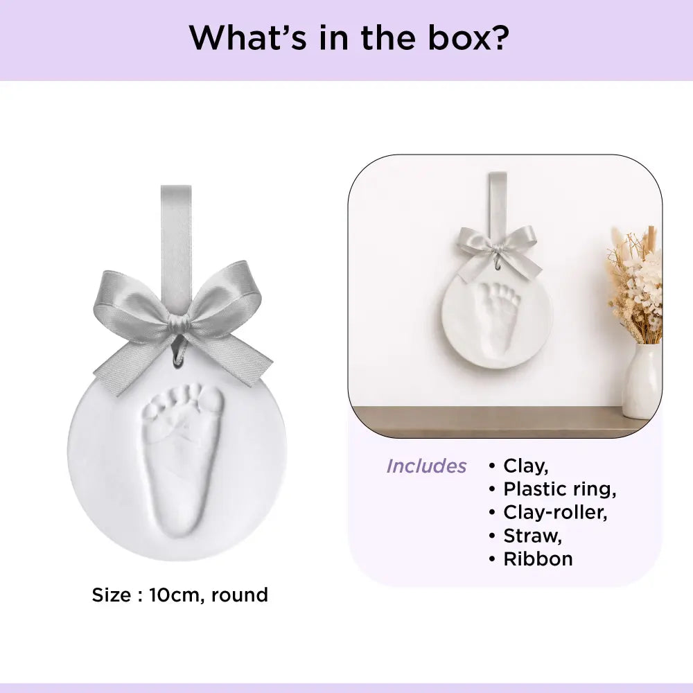 Dooky Happy Hands Baby Handprint &amp; Footprint Ornament Kit, Newborn Keepsake Memory Gift - White