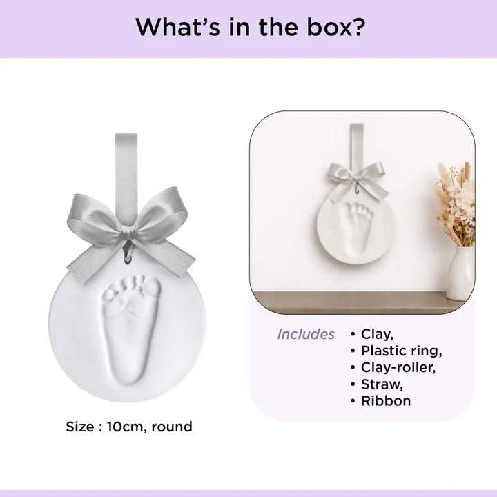 Dooky Happy Hands Baby Handprint &amp; Footprint Ornament Kit, Newborn Keepsake Memory Gift - White