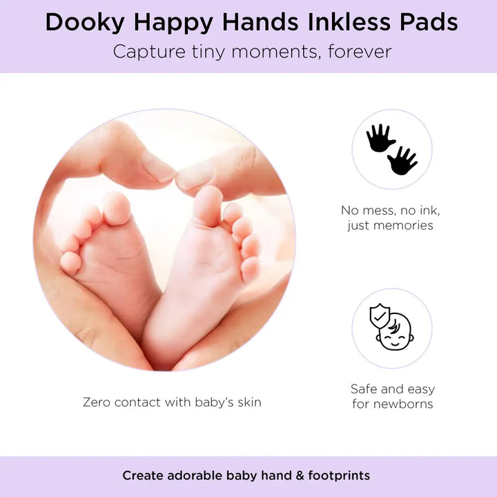 Dooky Happy Hands Baby Inkless Print Gift Set – Mess Free Hand &amp; Footprint Keepsake, Pack of 3
