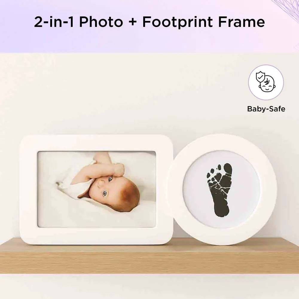 Dooky Happy Hands Inkless Baby Hand &amp; Footprint Photo Frame – 2-in-1 Baby Safe Ink Pad Kit with Picture Frame, Newborn Handprint &amp; Footprint Keepsake, No Mess Non-Toxic Print Kit for Baby Shower Gift