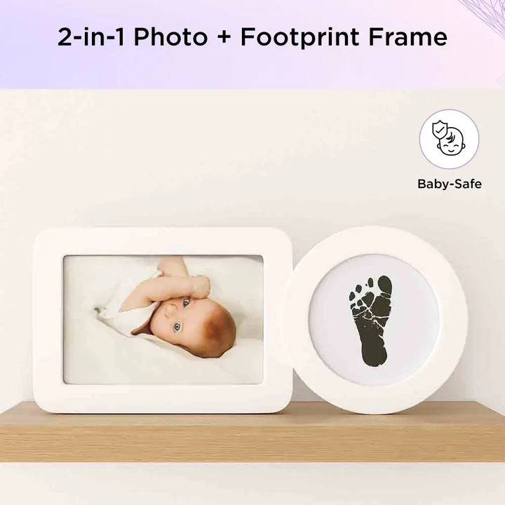Dooky Happy Hands Inkless Baby Hand &amp; Footprint Photo Frame – 2-in-1 Baby Safe Ink Pad Kit with Picture Frame, Newborn Handprint &amp; Footprint Keepsake, No Mess Non-Toxic Print Kit for Baby Shower Gift