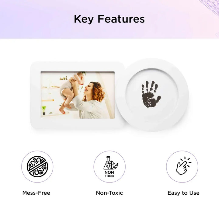 Dooky Happy Hands Inkless Baby Hand &amp; Footprint Photo Frame – 2-in-1 Baby Safe Ink Pad Kit with Picture Frame, Newborn Handprint &amp; Footprint Keepsake, No Mess Non-Toxic Print Kit for Baby Shower Gift