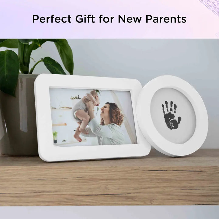 Dooky Happy Hands Inkless Baby Hand &amp; Footprint Photo Frame – 2-in-1 Baby Safe Ink Pad Kit with Picture Frame, Newborn Handprint &amp; Footprint Keepsake, No Mess Non-Toxic Print Kit for Baby Shower Gift