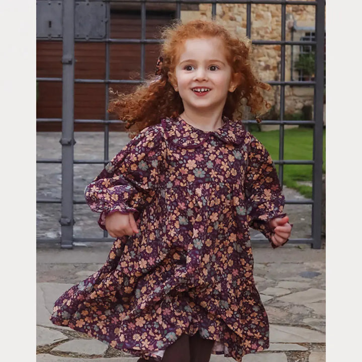 Early Sunday Marguerite Dress - Garden Flowers Plum