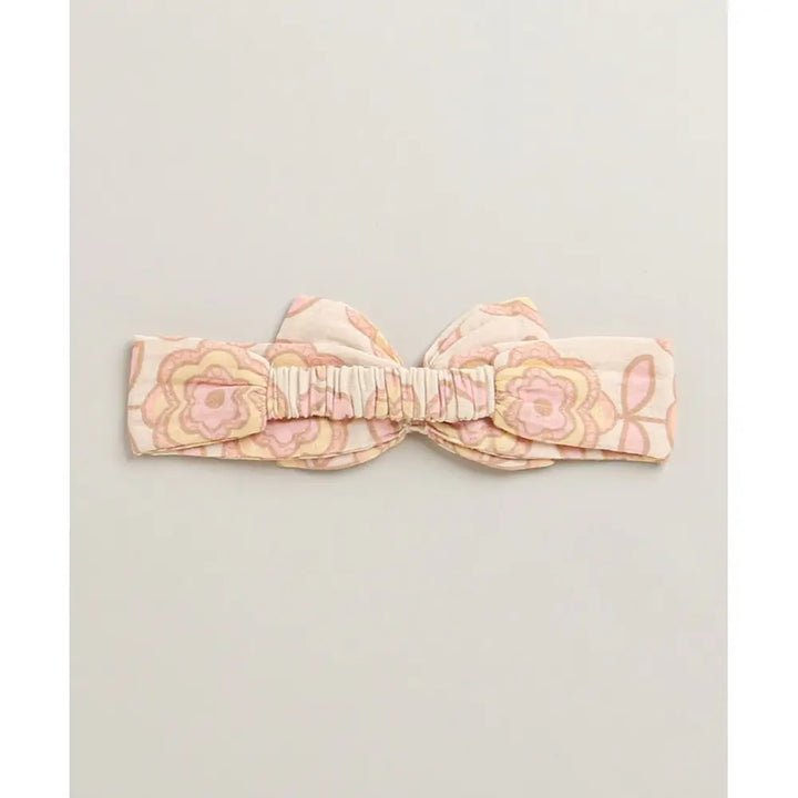 Sweetlime By As Groovy Bloom Smocked Cotton Romper &amp; Hairband Co-ord Set - Beige