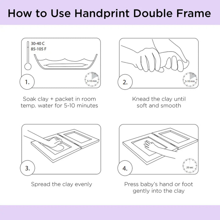 Dooky Baby Handprint Double Frame &amp; Memory Box – White Keepsake Gift Set