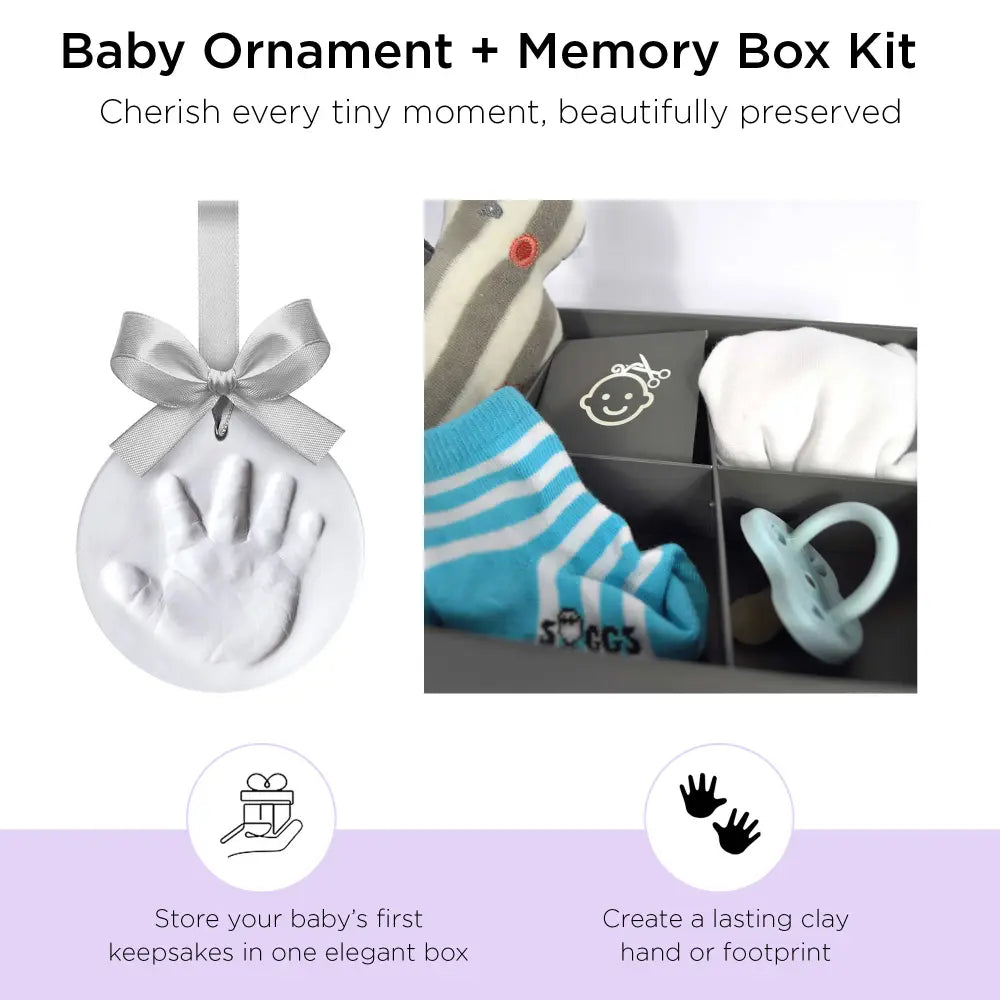 Dooky Baby Keepsake Gift Set – Handprint Ornament Kit with Storage Memory Box