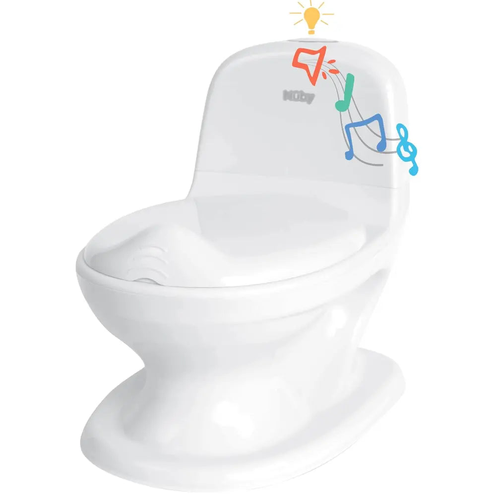 Nuby My Real Potty Training Toilet with Life-Like Flush Button &amp; Sound for Toddlers &amp; Kids, White