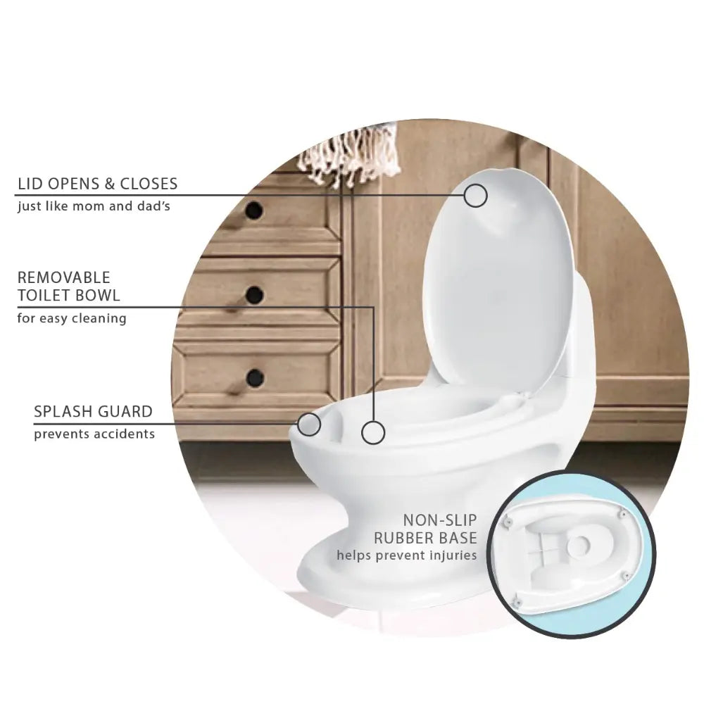 Nuby My Real Potty Training Toilet with Life-Like Flush Button &amp; Sound for Toddlers &amp; Kids, White