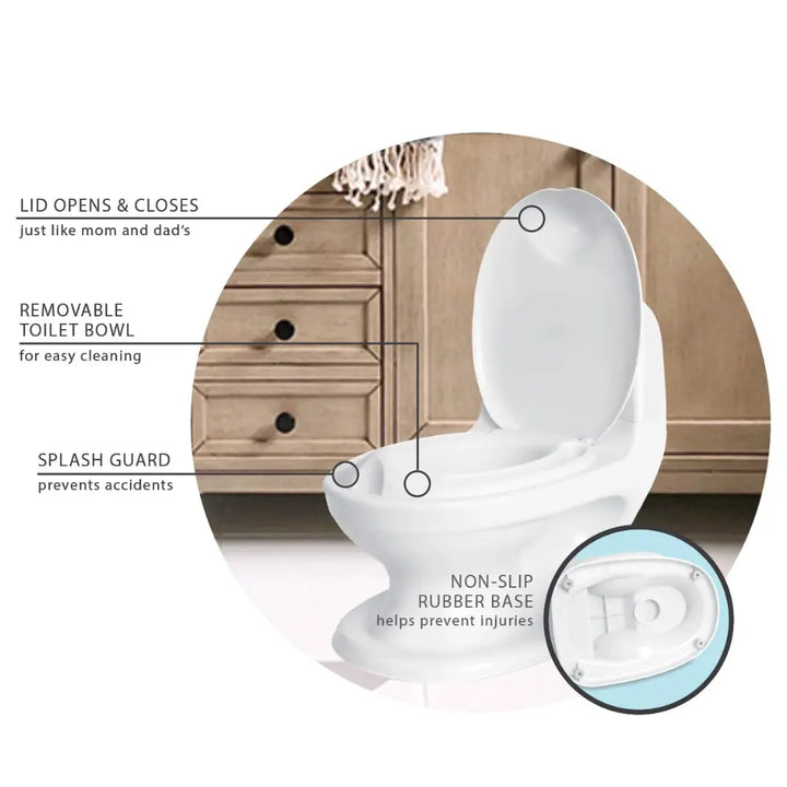 Nuby My Real Potty Training Toilet with Life-Like Flush Button &amp; Sound for Toddlers &amp; Kids, White