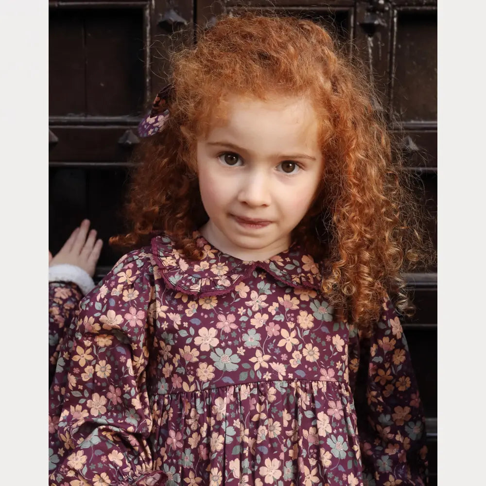 Early Sunday Marguerite Dress - Garden Flowers Plum