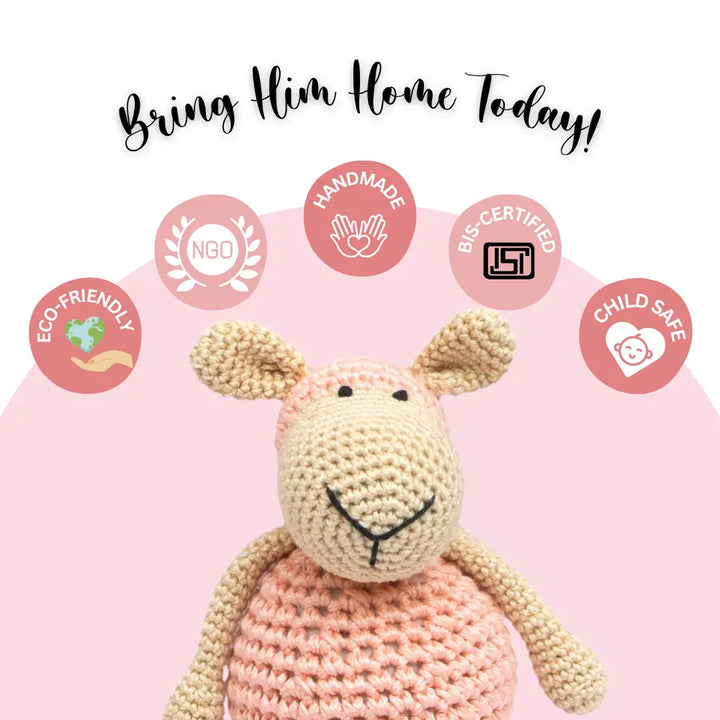 Happy Threads Handcrafted Crochet Sheep Toy – Soft, Cuddly &amp; Adorable Gift