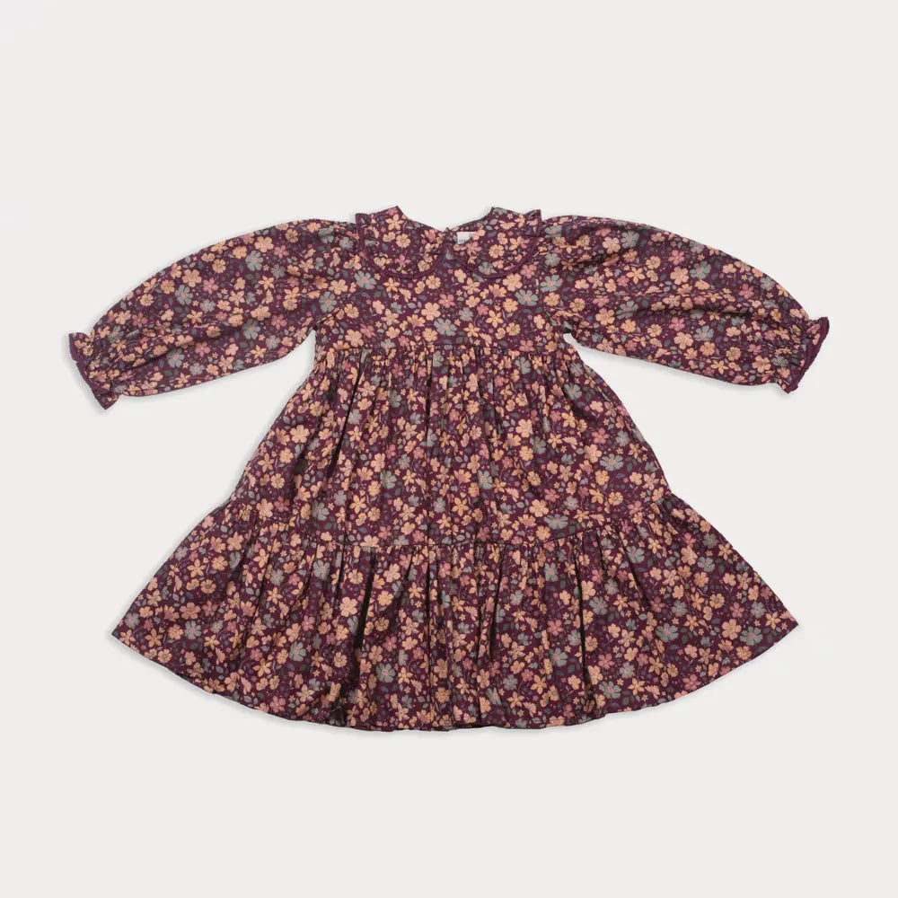 Early Sunday Marguerite Dress - Garden Flowers Plum
