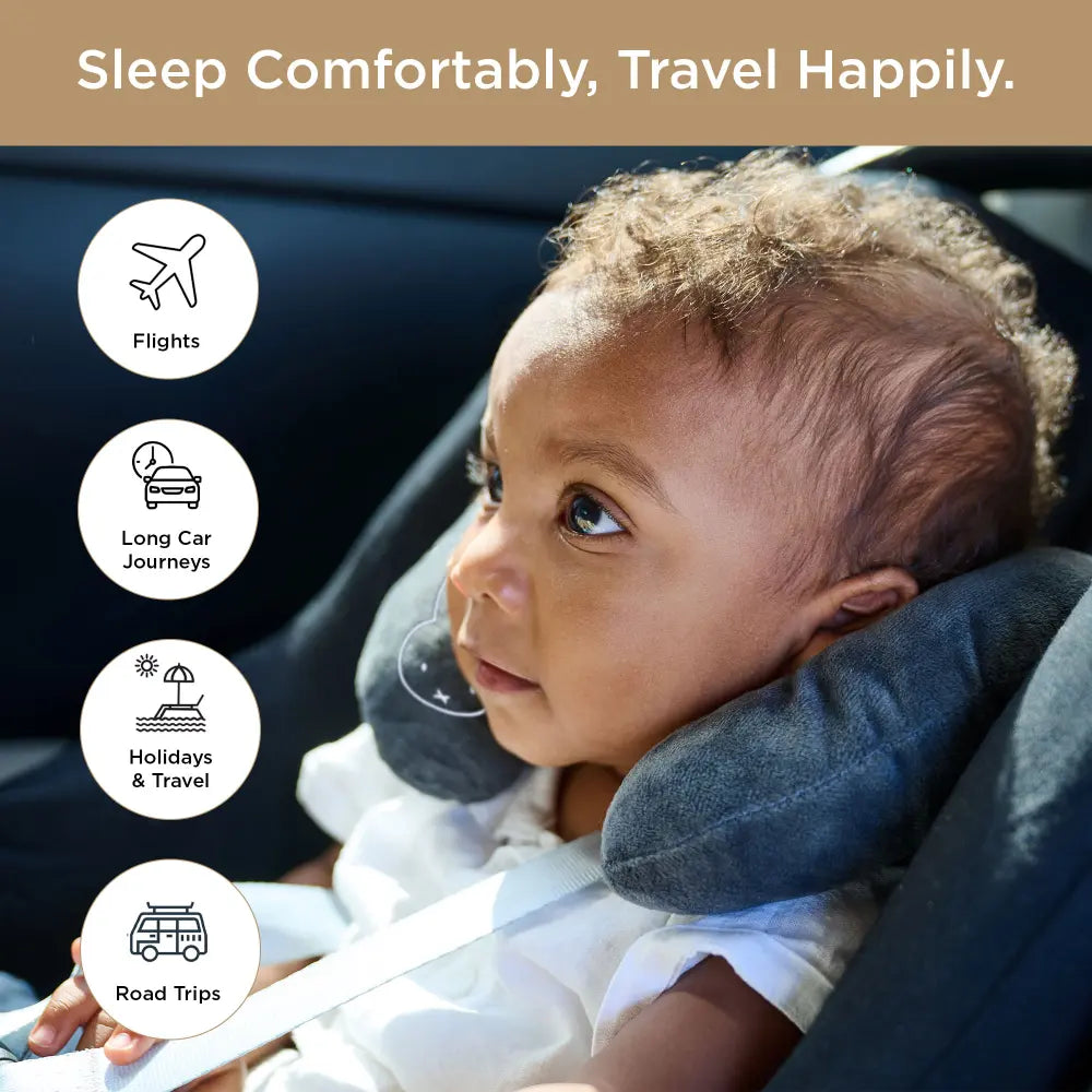 Dooky Miffy Infant Travel Neck Pillow, Soft Microfleece Baby Head &amp; Neck Support Pillow, Comfortable Travel Cushion for 6+ Months