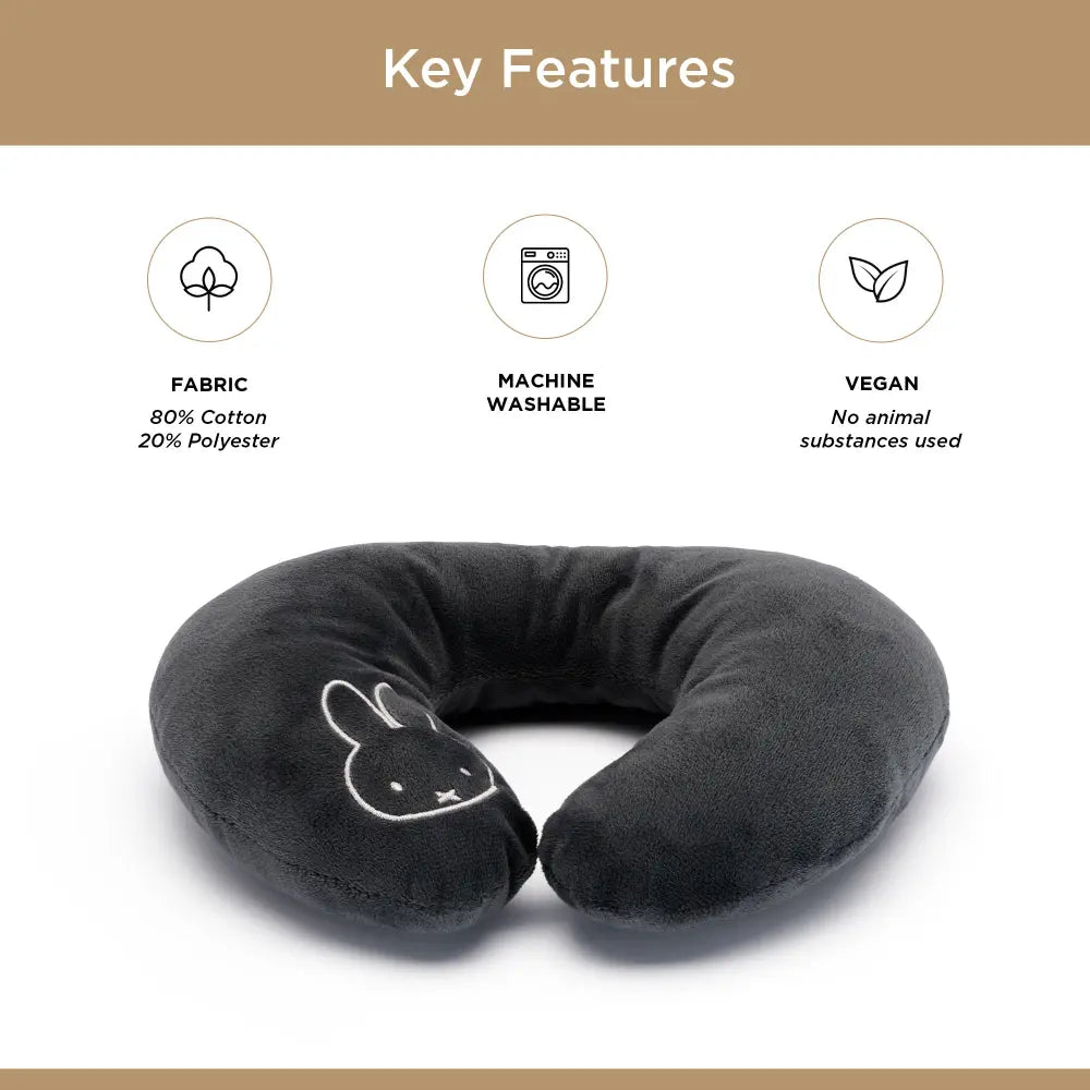 Dooky Miffy Infant Travel Neck Pillow, Soft Microfleece Baby Head &amp; Neck Support Pillow, Comfortable Travel Cushion for 6+ Months