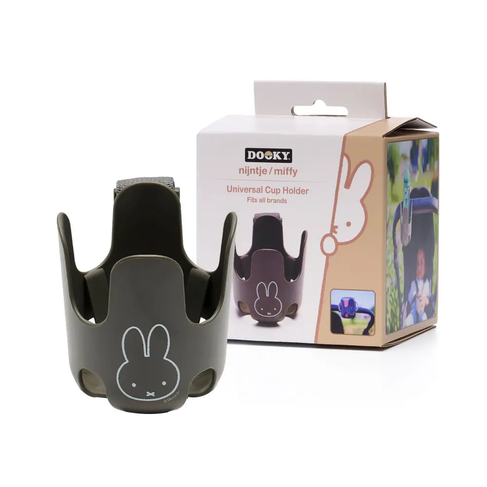 Dooky Miffy Universal Cup Holder for Baby Stroller, Pram &amp; Pushchair, 360° Flexible, Anti-Slip &amp; BPA-Free Drink Holder, Fits Bottles &amp; Cups