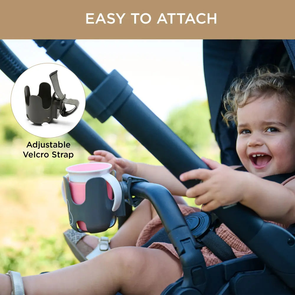 Dooky Miffy Universal Cup Holder for Baby Stroller, Pram &amp; Pushchair, 360° Flexible, Anti-Slip &amp; BPA-Free Drink Holder, Fits Bottles &amp; Cups