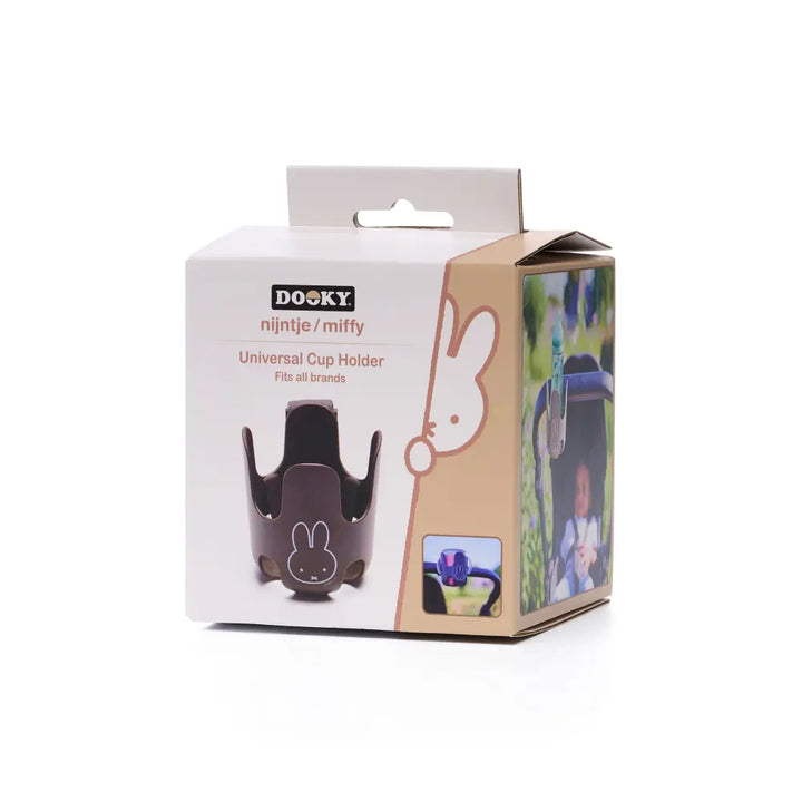 Dooky Miffy Universal Cup Holder for Baby Stroller, Pram &amp; Pushchair, 360° Flexible, Anti-Slip &amp; BPA-Free Drink Holder, Fits Bottles &amp; Cups