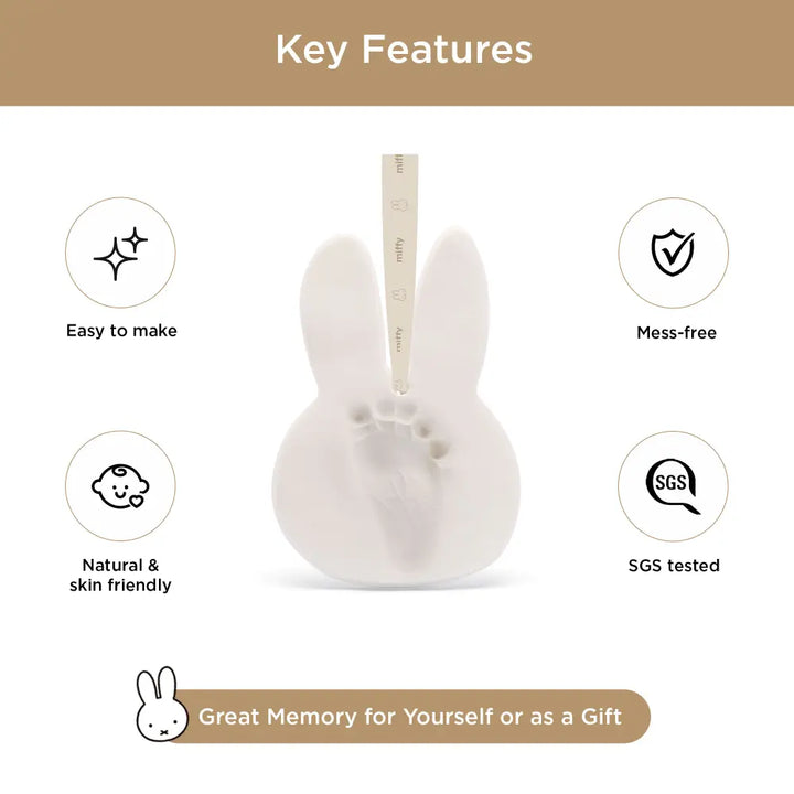Dooky Miffy Baby Hand &amp; Footprint Ornament Kit, DIY Clay Handprint &amp; Footprint Keepsake - Dooky Miffy Baby Hand &amp; Footprint Ornament Kit, DIY Clay Handprint &amp; Footprint Keepsake - White