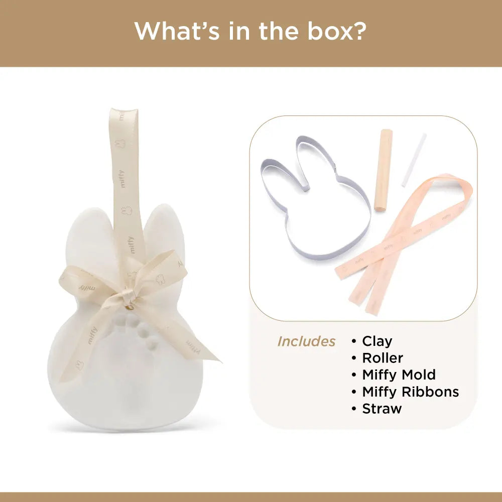 Dooky Miffy Baby Hand &amp; Footprint Ornament Kit, DIY Clay Handprint &amp; Footprint Keepsake - Dooky Miffy Baby Hand &amp; Footprint Ornament Kit, DIY Clay Handprint &amp; Footprint Keepsake - White