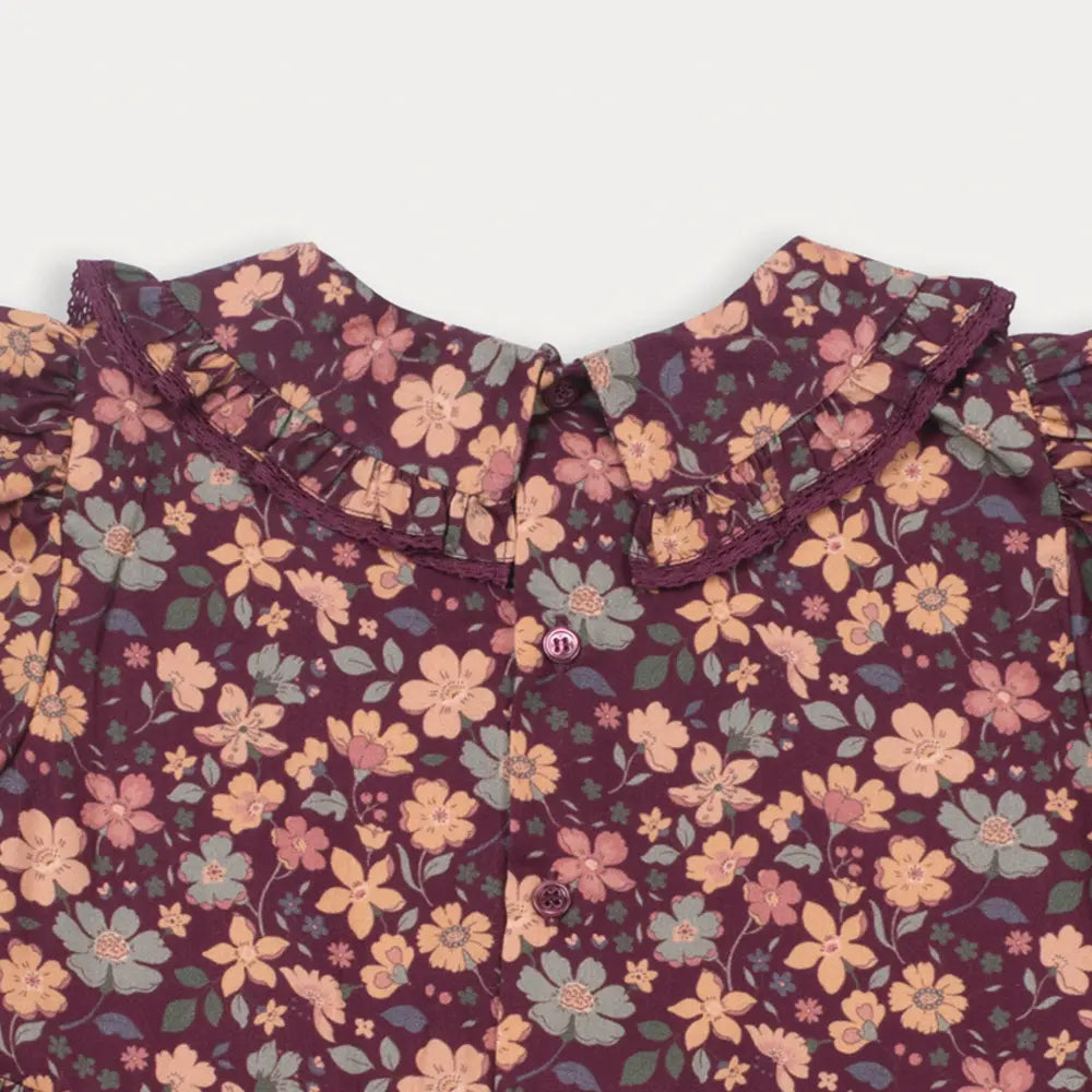 Early Sunday Marguerite Dress - Garden Flowers Plum