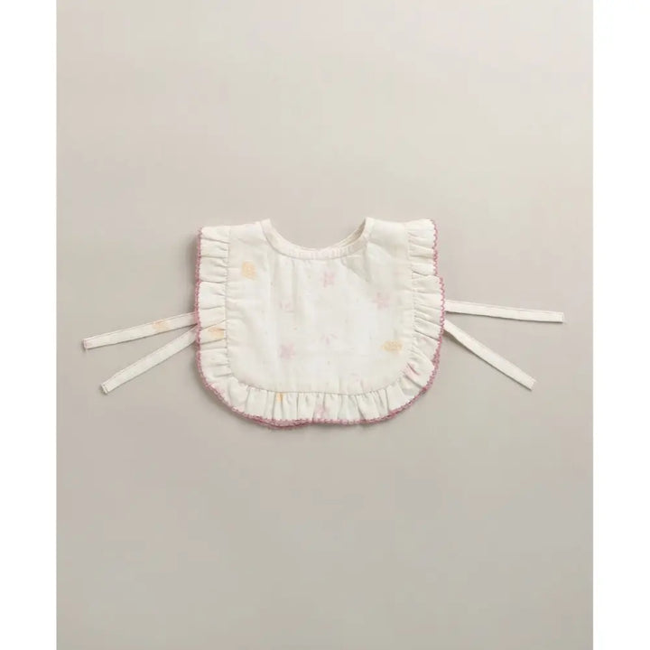 Sweetlime By As Organic Cotton Blush Petal Baby Bib &amp; Bonnet Set -White - 0-12M